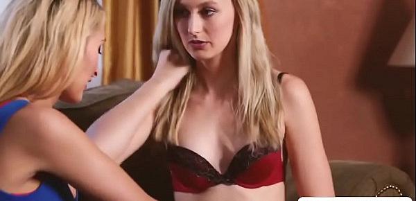  Stunning blonde Alexa Grace strips and fucks in hot threesome